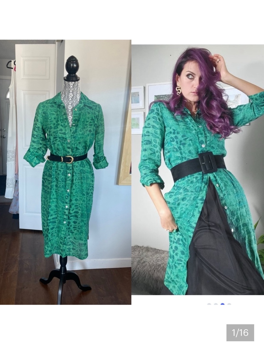 💯 Linen Made in Italy Designer Allegra Masetti Print Shirt Dress. Small.